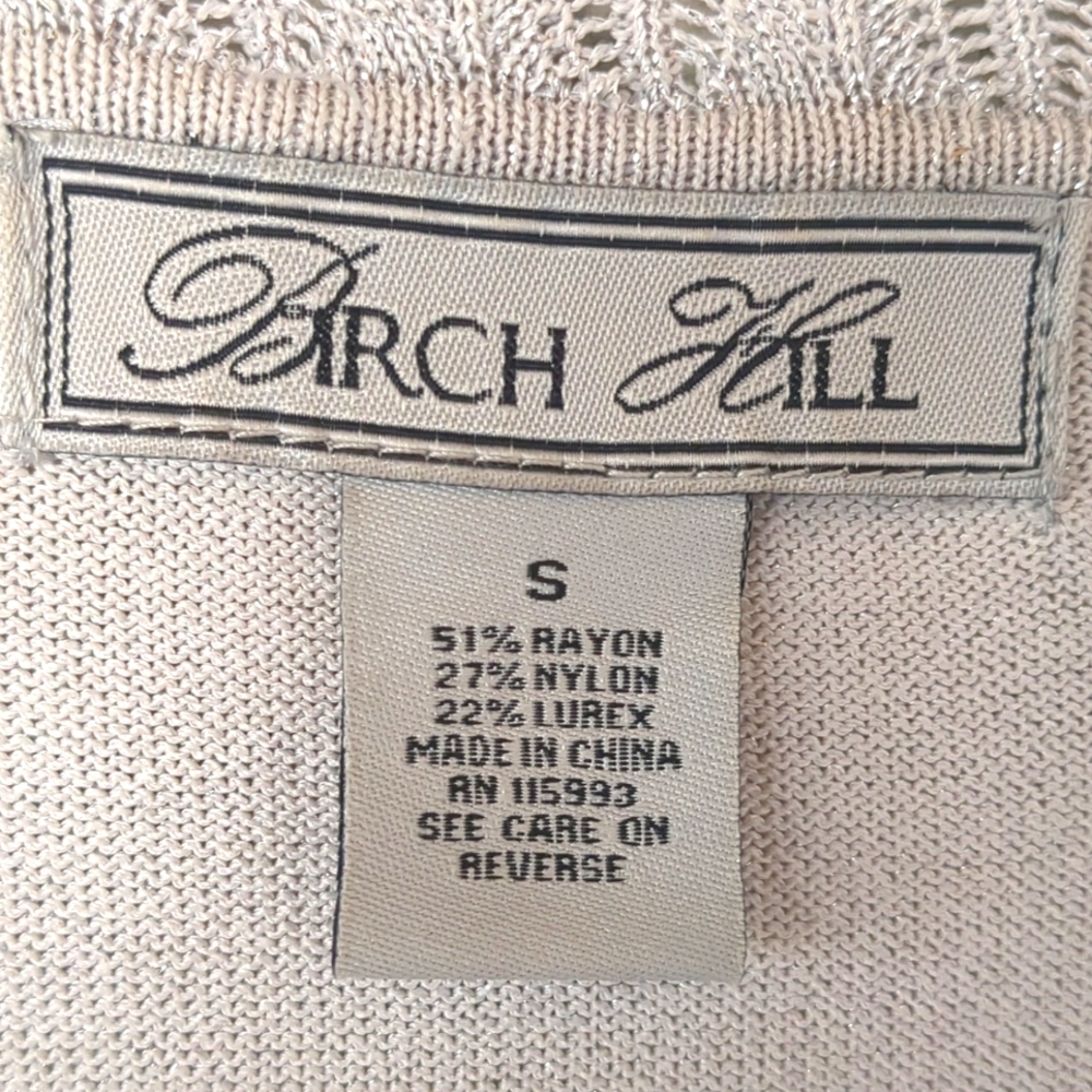 Birch Hill Vintage Sweater Jacket Metallic Silver Open Front Y2K Elegant Glam - Picture 5 of 5